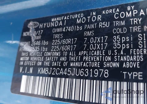 2018 Hyundai Tucson Se z USA, uszkodzony, nr VIN KM8J2CA45JU631978